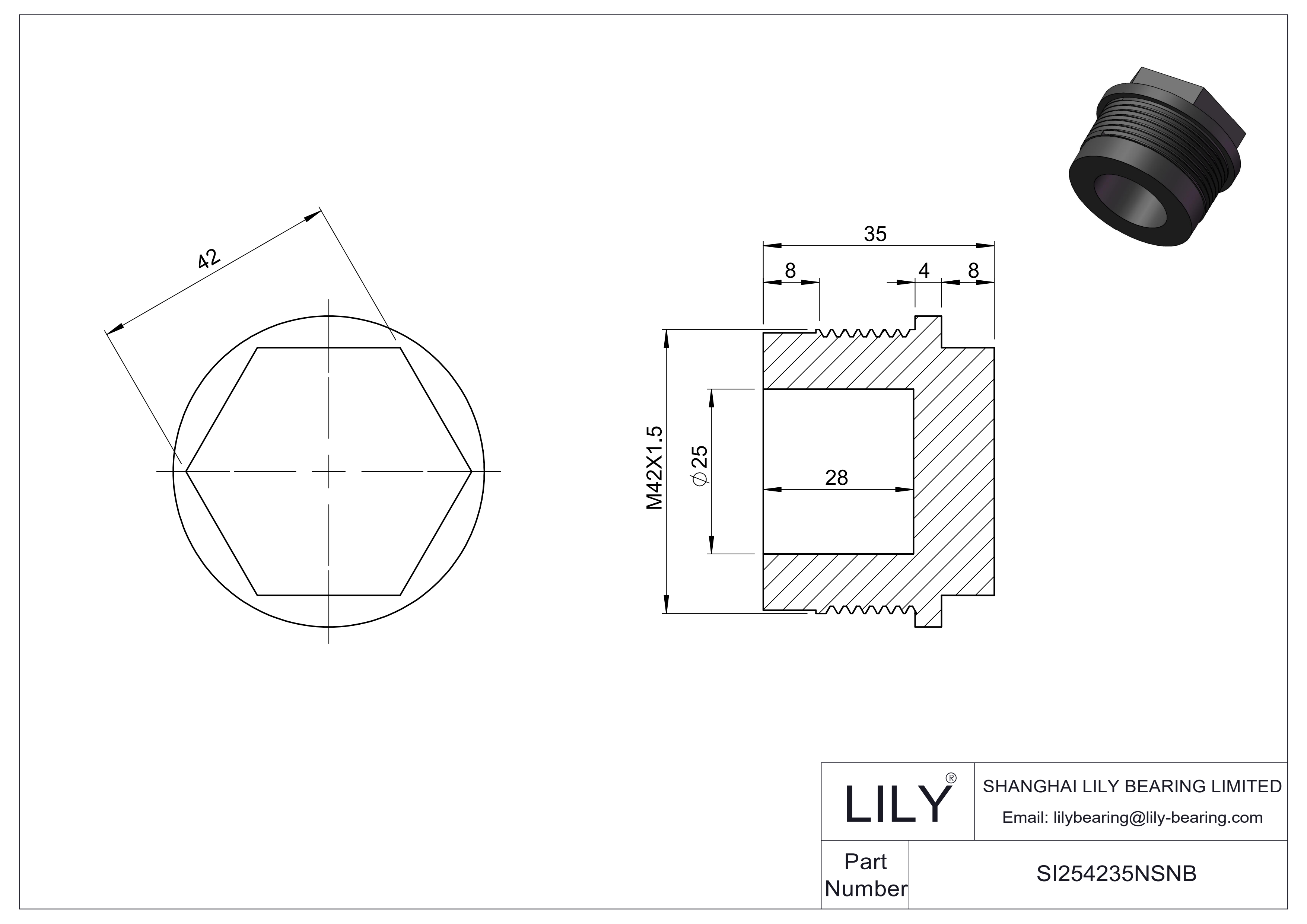 SI254235NSNB Componentes de nitruro de silicio (Si3N4) cad drawing